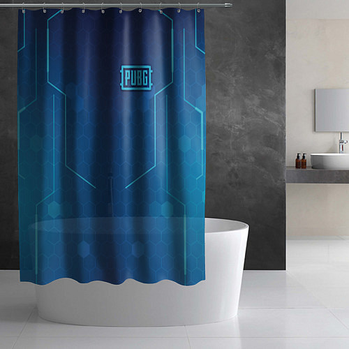 Шторка для ванной PUBG: Blue Hexagons / 3D-принт – фото 2