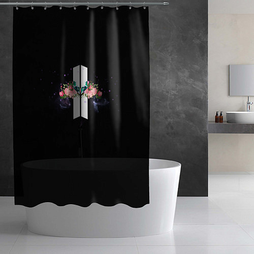 Шторка для ванной BTS: Floral Minimalist / 3D-принт – фото 2
