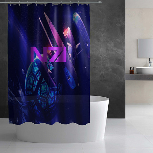 Шторка для ванной N7: Neon Space / 3D-принт – фото 2