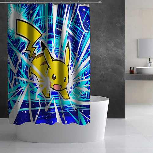 Шторка для ванной Пикачу бежит с молниями / 3D-принт – фото 2