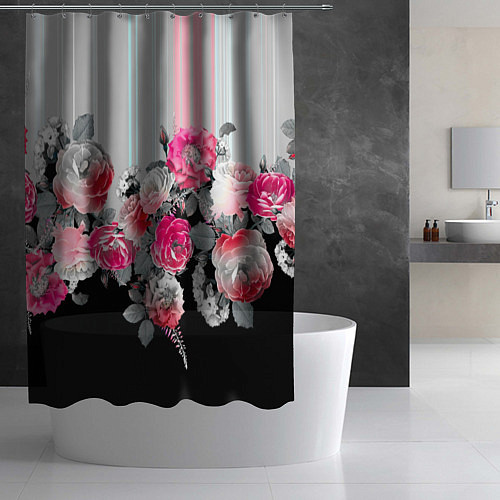 Шторка для ванной Розы в темноте / 3D-принт – фото 2