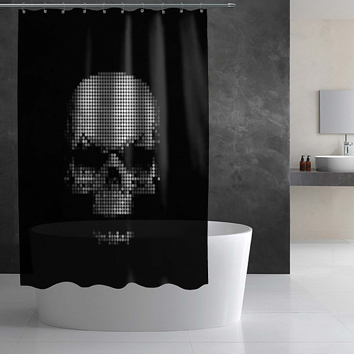 Шторка для ванной Пиксельный череп / 3D-принт – фото 2