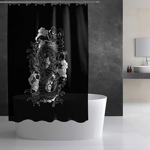 Шторка для ванной Японский дракон / 3D-принт – фото 2