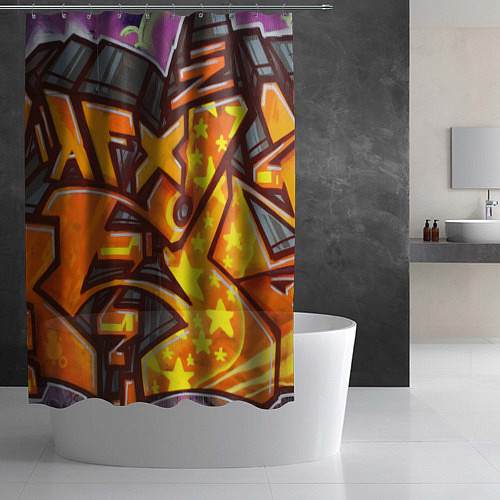 Шторка для ванной Orange Graffiti / 3D-принт – фото 2