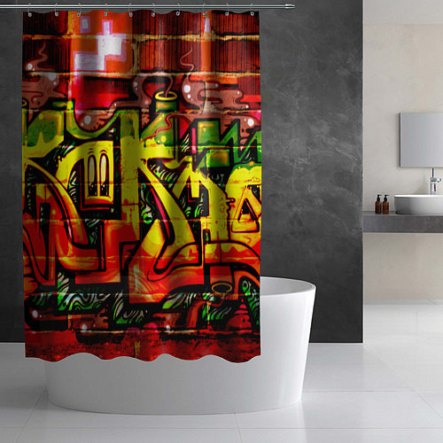 Шторка для ванной Red Graffiti / 3D-принт – фото 2