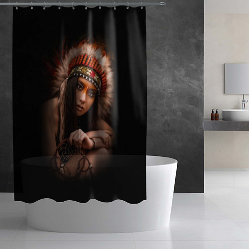 Шторка для ванной Индейская девушка / 3D-принт – фото 2