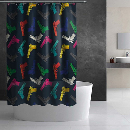 Шторка для ванной Разноцветные пистолеты / 3D-принт – фото 2
