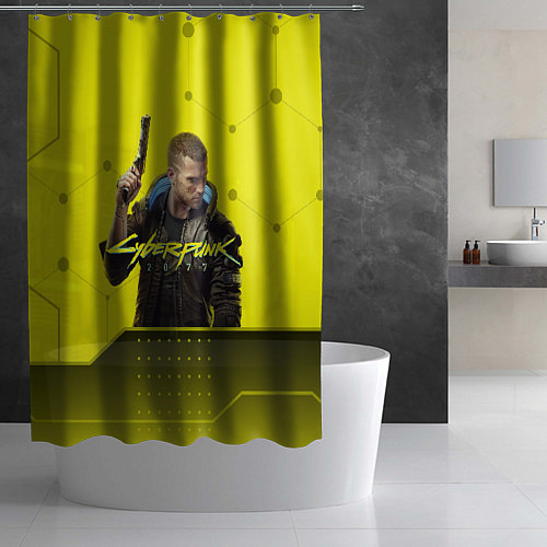 Шторка для ванной CYBERPUNK 2077 / 3D-принт – фото 2