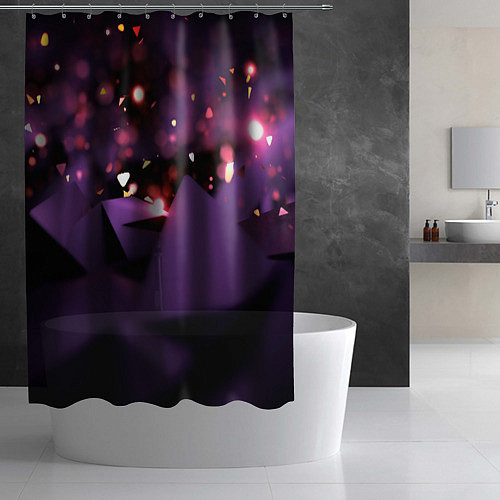 Шторка для ванной Фиолетовая абстракция с блестками / 3D-принт – фото 2