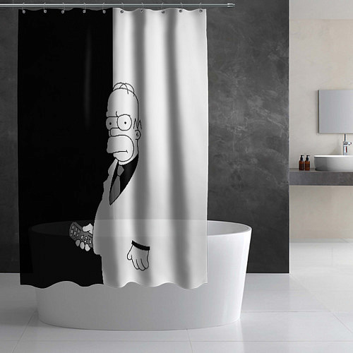 Шторка для ванной Гомер Симпсон - в смокинге - black and white / 3D-принт – фото 2