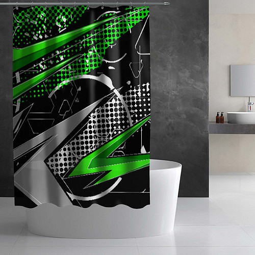 Шторка для ванной Black and green corners / 3D-принт – фото 2