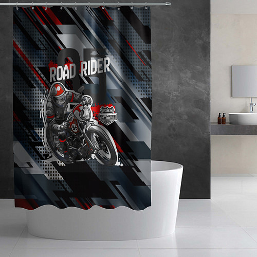 Шторка для ванной Road rider мотоциклист / 3D-принт – фото 2