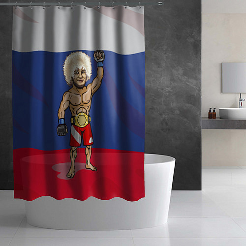 Шторка для ванной Хабиб Нурмагомедов / 3D-принт – фото 2