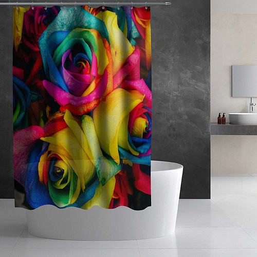 Шторка для ванной Разноцветные розы / 3D-принт – фото 2