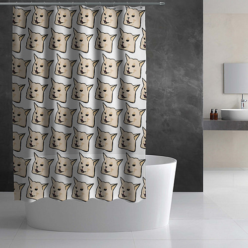 Шторка для ванной Woman yelling at cat / 3D-принт – фото 2