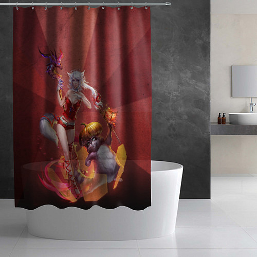 Шторка для ванной Zoomorph and raccoon / 3D-принт – фото 2