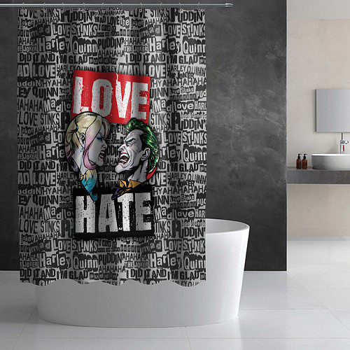 Шторка для ванной Love Hate / 3D-принт – фото 2