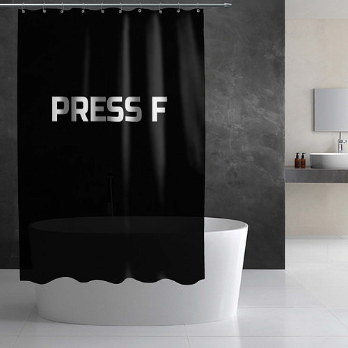 Шторка для ванной Футболка с надписью PRESS F / 3D-принт – фото 2