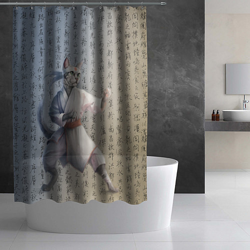 Шторка для ванной Karate cat / 3D-принт – фото 2