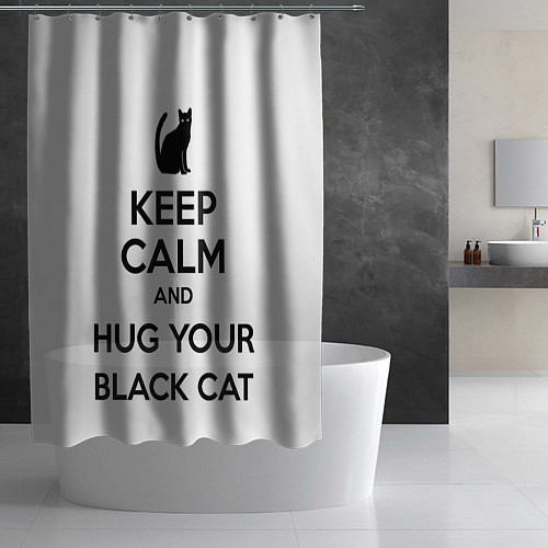 Шторка для ванной Обними своего черного кота / 3D-принт – фото 2
