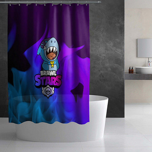 Шторка для ванной BRAWL STARS LEON SHARK / 3D-принт – фото 2
