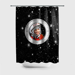 Шторка для душа Юрий Гагарин звездное небо, цвет: 3D-принт