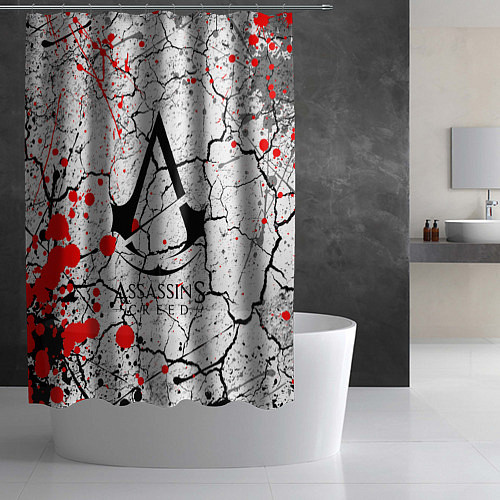 Шторка для ванной Ассасин крид с красными каплями / 3D-принт – фото 2