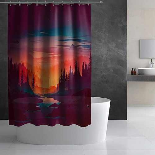 Шторка для ванной Minimal forest sunset / 3D-принт – фото 2