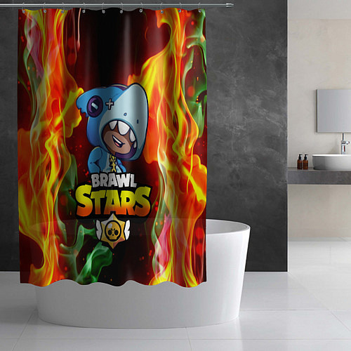 Шторка для ванной BRAWL STARS LEON SHARK / 3D-принт – фото 2