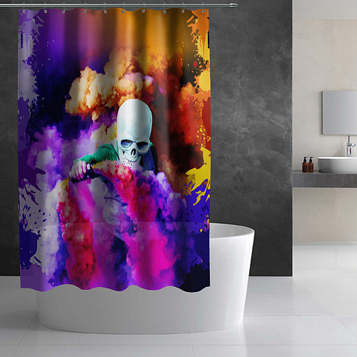 Шторка для ванной Череп в дыму / 3D-принт – фото 2
