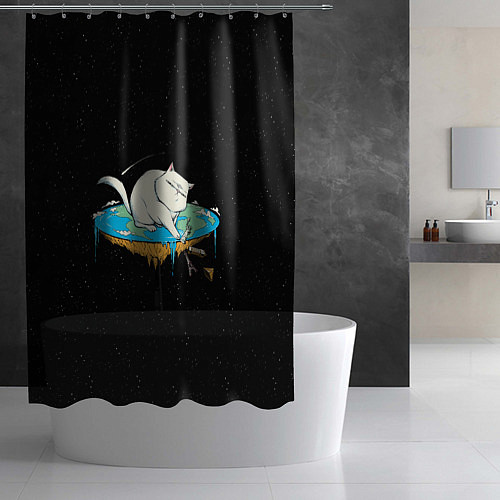 Шторка для ванной Flat earth Cat / 3D-принт – фото 2