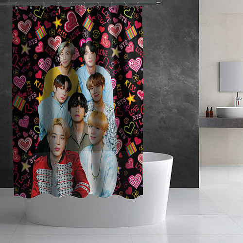 Шторка для ванной I Love BTS / 3D-принт – фото 2