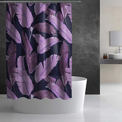 Шторка для душа Tropical leaves 4 purple, цвет: 3D-принт — фото 2