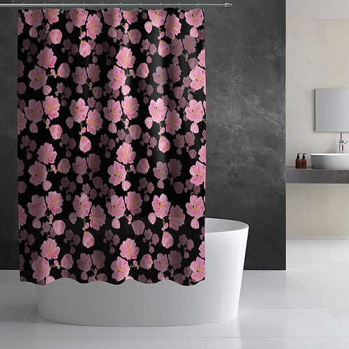 Шторка для ванной Цветок сакуры / 3D-принт – фото 2