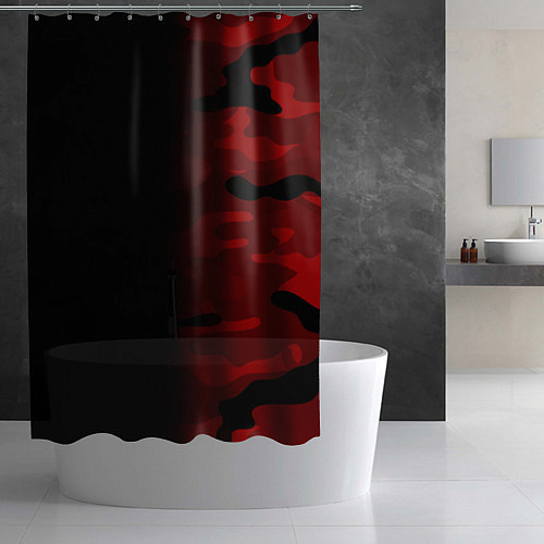 Шторка для ванной RED BLACK MILITARY CAMO / 3D-принт – фото 2
