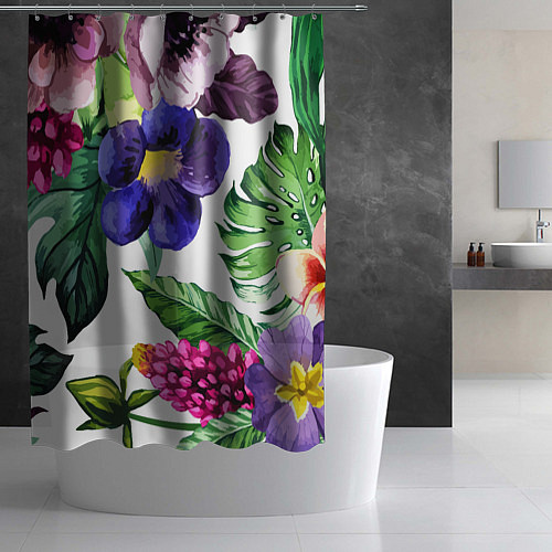 Шторка для ванной Цветы / 3D-принт – фото 2