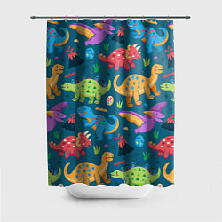 Шторка для душа Арт с динозаврами, цвет: 3D-принт