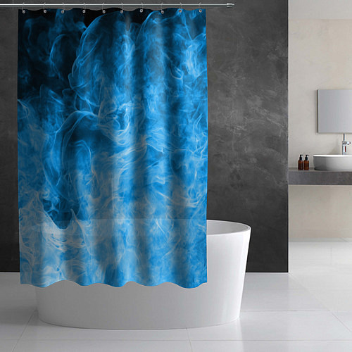 Шторка для ванной ОГОНЬ BLUE / 3D-принт – фото 2