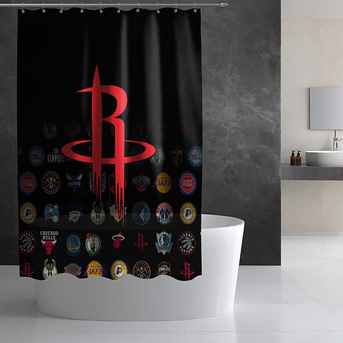 Шторка для ванной Houston Rockets 2 / 3D-принт – фото 2