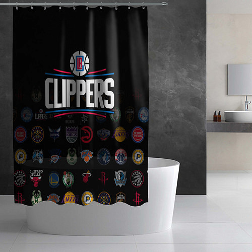 Шторка для ванной Los Angeles Clippers 2 / 3D-принт – фото 2