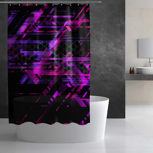 Шторка для ванной Техно абстракция / 3D-принт – фото 2