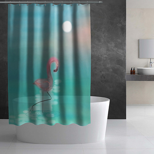 Шторка для ванной Фламинго / 3D-принт – фото 2