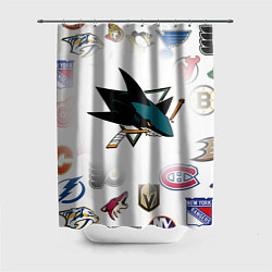 Шторка для душа San Jose Sharks NHL teams pattern, цвет: 3D-принт