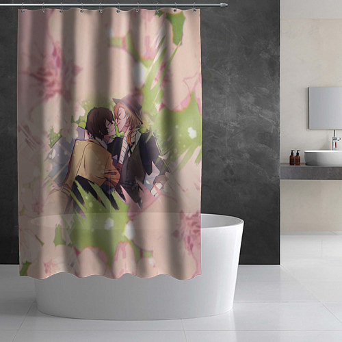 Шторка для ванной Дазай и Чуя / 3D-принт – фото 2