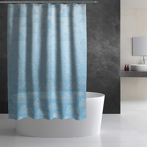 Шторка для ванной Очень светлые голубые облака / 3D-принт – фото 2