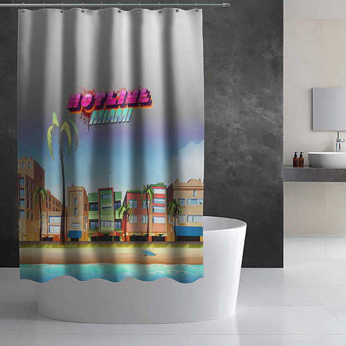 Шторка для ванной HOTLINE MIAMI / 3D-принт – фото 2