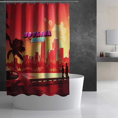 Шторка для ванной HOTLINE MIAMI / 3D-принт – фото 2