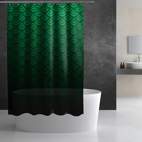 Шторка для ванной Узор зеленая чешуя дракон / 3D-принт – фото 2