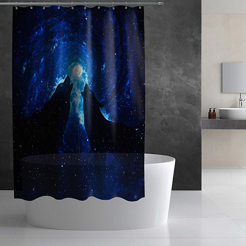 Шторка для ванной Волки силуэты звездное небо / 3D-принт – фото 2
