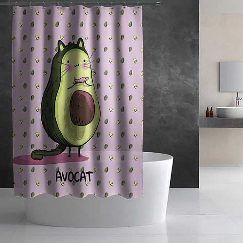 Шторка для ванной Авокадо Кот / 3D-принт – фото 2